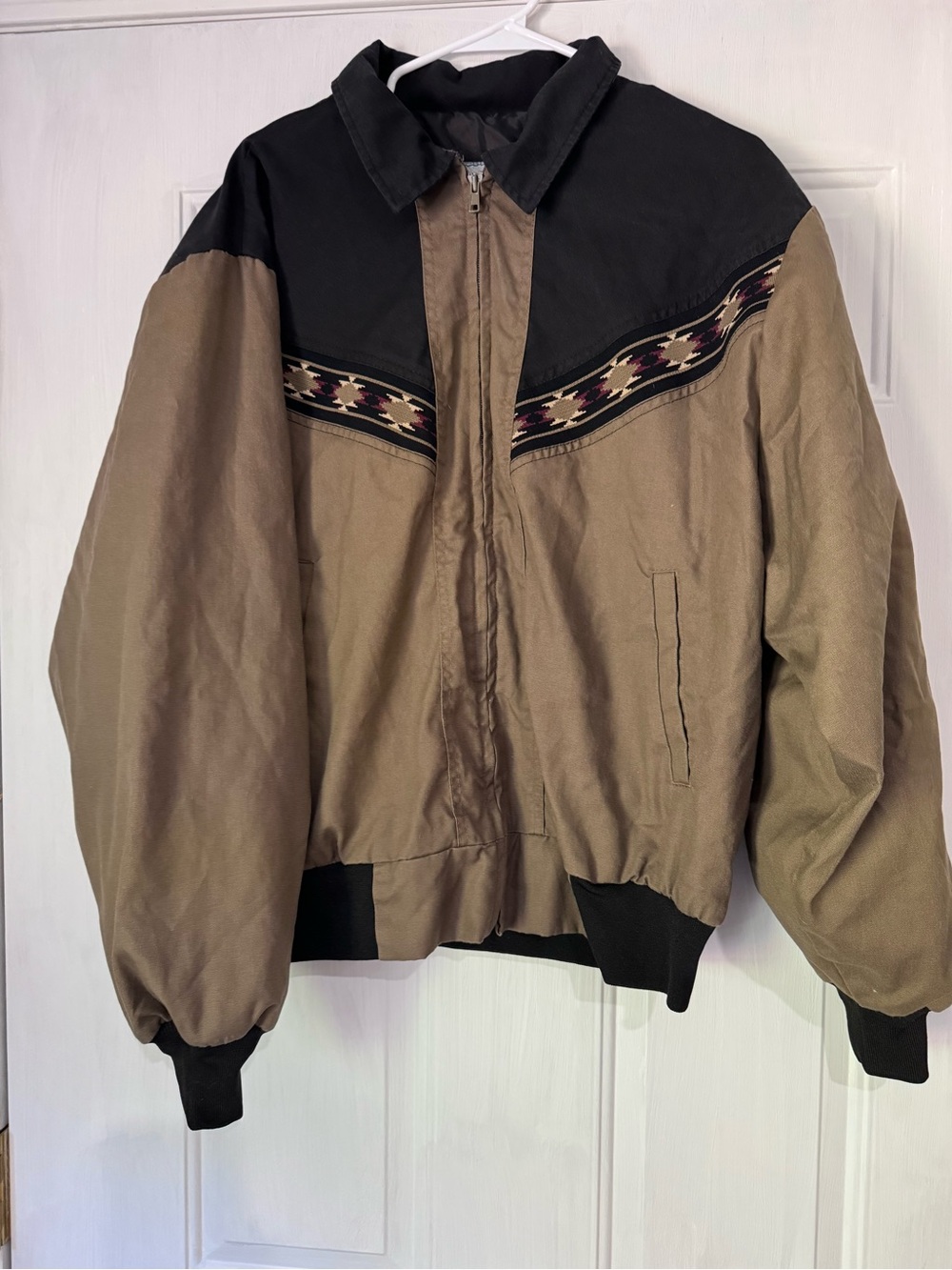 Canyon Guide Bomber Jacket Mens XL Brown Black Southwestern Canvas Workwear